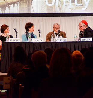 (L-R) Paige Sanchez, Dr. Margaret Laracy, Tom Cornell and Cardinal Timothy Dolan. Photo by Felicia Di Salvo