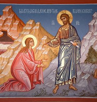 Icon of St. Mary Magdalene and the Risen Christ. Photo by Ted