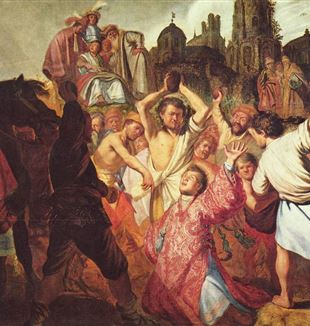 The lapidation of Saint Stephen by Rembrant Harmenszoon van Rijn