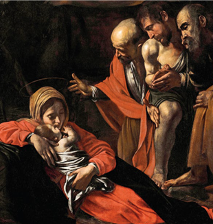 Caravaggio, "Adoration of the Shepherds" (detail), 1609, Museo Regionale, Messina