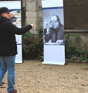 The exhibition on Fr. Giussani set up in the cloister of the St. Severin convent in Paris