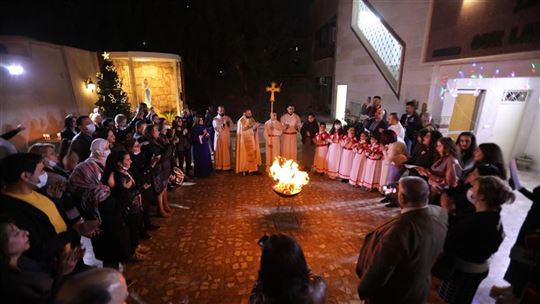Christmas Eve Mass at the Church of the Virgin Mary in Baghdad's Karrada district in 2021 (Ansa/Ahmed Jalil)