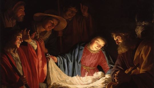  Adoration of the Shepherds by the Dutch painter Gerard van Honthorst, 1622