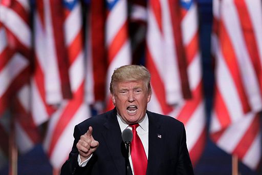Donald Trump 2016 RNC speech. By Voice of America via Wikimedia Commons