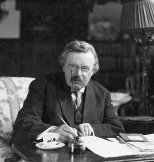 G.K. Chesterton at Work. Wikimedia Commons