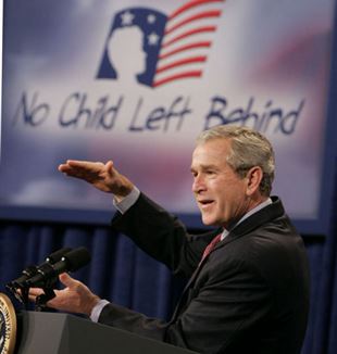 President George Bush, the primary force behind 'No Child Left Behind'. Wikimedia Commons