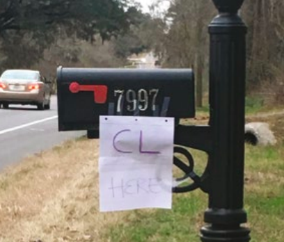 ''CL Here'' mailbox.