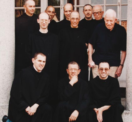William Congdon (April 15, 1912–April 15, 1998) with the monks in 1994.