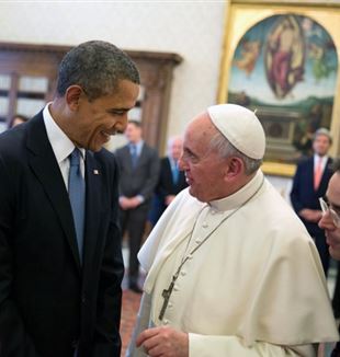 Pope Francis meets Barrack Obama. Wikimedia Commons