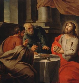 Christ and His Disciples in Emmaus by Jacob Andries Beschey. Via Wikimedia Commons