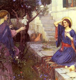 The Annunciation by John William Waterhouse. Via Wikimedia Commons