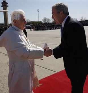 Pope Benedict XVI and President George W. Bush. Wikimedia Commons