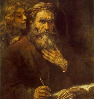 'The Evangelist Matthew and the Angel' by Rembrandt. Wikimedia Commons