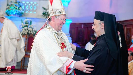 With Ibrahim Ishaq, Patriarch of the Coptic Catholic Church