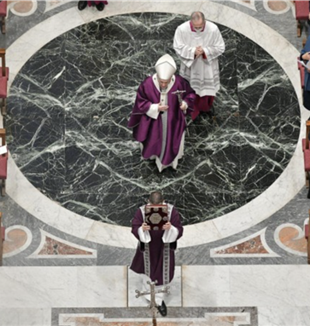 Pope Francis celebrating Mass on Ash Wednesday