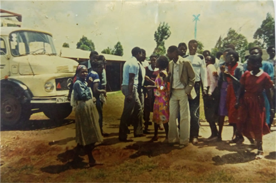 Cyprian (marked by a blue ''x'') on his ''first day with Communion and Liberation friends in Lagata, near Nairobi''