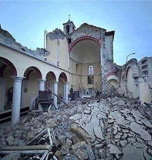 The destroyed church in Aleppo
