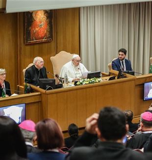 Pope Francis during the conference (Photo: Dicastery for the Laity, Family and Life)