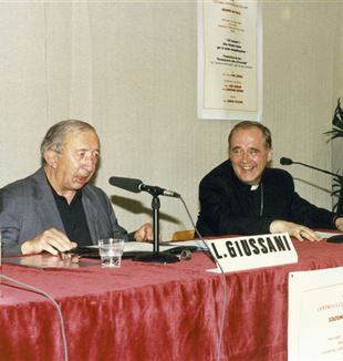 Fr. Giussani with Cardinal Paul Josef Cordes (Nicola Costanzi/Fraternity CL)