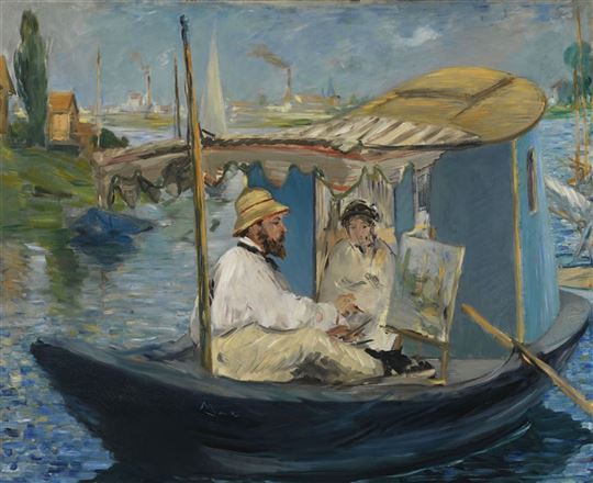 Edouard Manet, “Claude Monet Painting in his Studio at Argenteuil'', 1874