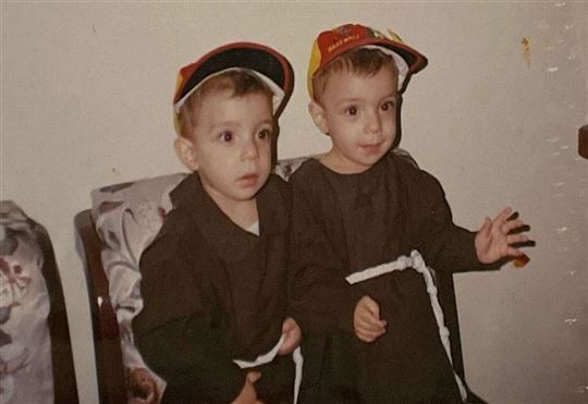 The two brothers Johnny and George Jallouf dressed as friars as children